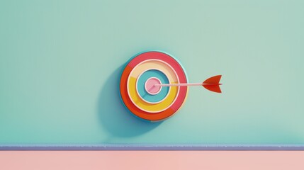 A rainbow-colored target symbol against a plain background, with space for custom text or graphics. The minimalist composition conveys a sense of focus and direction.