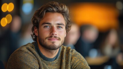 Obraz premium portrait of confident young businessman during team meeting.jpg
