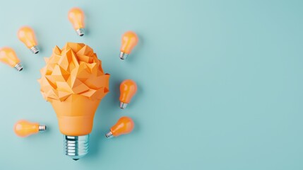 A sleek orange idea symbol on a plain, minimal background, offering plenty of copy space for personalization.