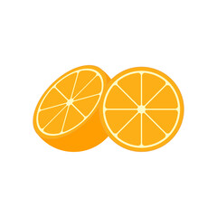 Fresh orange.Whole orange fruits and an orange cut in half.vector illustration.Orange fruit. Oranges that are segmented on a white background in a flat vector