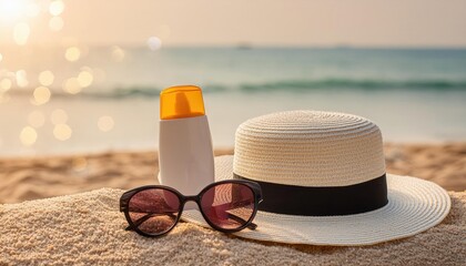4K Summer Theme Sunglasses, Sunscreen, Sunscreen and Hat