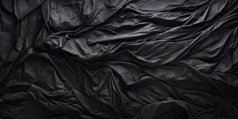 Obraz premium Crumpled black paper texture abstract background with copy space for text