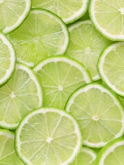 Green background with citrus-fruit of lime slices