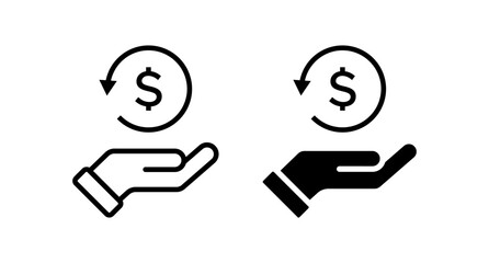 Finance icon vector set. Outline money with hand symbol
