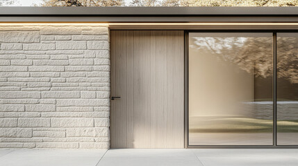 Fototapeta premium Modern minimalist architecture design with clean lines and natural textures