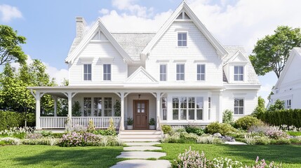 Suburban home for sale, interactive VR experience, 3D illustration