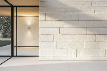 Modern minimalist architecture design with clean lines and natural textures