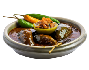 delicious baingan mirch salaam on a isolated on white background. Generative AI.