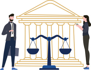 Male and female lawyers are ready for the case.