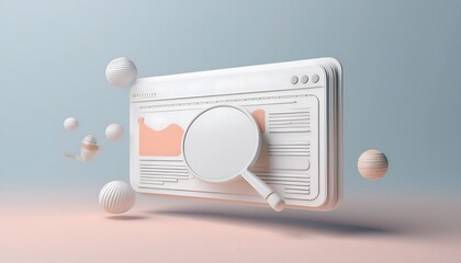 The search engine's 3D rendering provides a flawless user interface that is ideal for any technology-themed background or banner. Great for web applications, business icons, and templates.