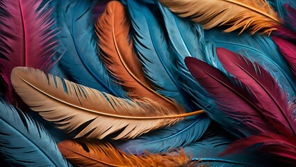 Abstract background feathers in colorful design, fabric and soft combination 3d render graphic design