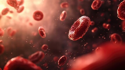 Fototapeta premium High-Resolution Close-Up of Blood Cells, Leukocytes, and Erythrocytes