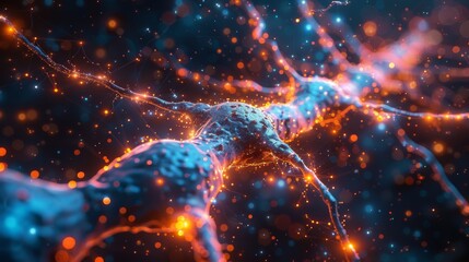 Depict the structure and function of neurons, showing how dendrites receive signals, axons transmit signals, and synapses allow communication between