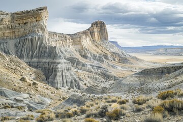 Grey Landscape: Bentonite Fins in Caineville, Utah - Off-Roading Adventure in the Desert