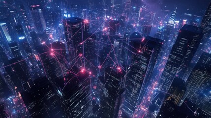 Fototapeta premium Futuristic Cityscape with a Network of Interconnected Towers