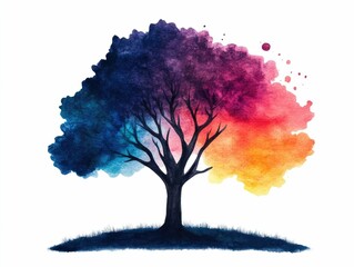 Fototapeta premium Enchanting Watercolor of a Mystical Forest with Glowing Aura Isolated on a White Background Ethereal Spiritual and Fantastical Artwork