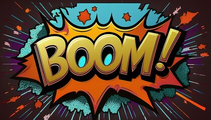 Fototapeta premium Boom comic explosion with dynamic text and colorful design