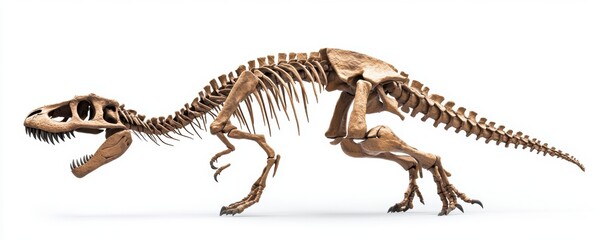 Obraz premium fossilized dinosaur skeleton, showcasing a paleontology discovery, in earthy colors