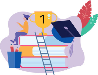 The boy won the trophy.