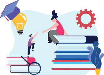 The girl is helping the boy in education.