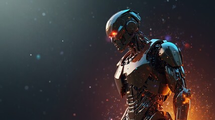 Fototapeta premium Futuristic robot with colorful digital dispersion effect.