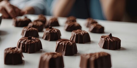 Softened edges of guests appreciating the velvety smoothness of chocolate.