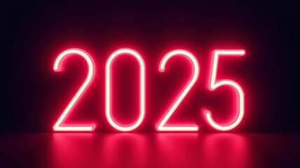 Number 2025 icon happy new year neon style light decoration icon bright electric symbol