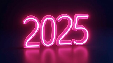 Number 2025 icon happy new year neon style light decoration icon bright electric symbol