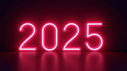 Number 2025 icon happy new year neon style light decoration icon bright electric symbol