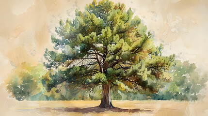 Cedar Tree watercolor style