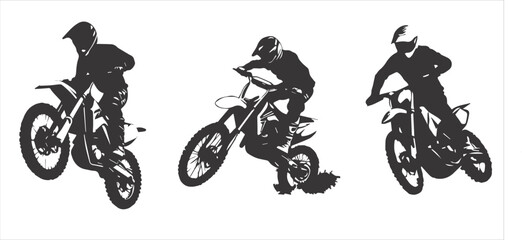 silhouettes of man riding on motocross vector design