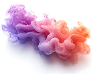 Fototapeta premium Abstract multicolored smoke on white background with copy space. Whimsical cloud of colored ink underwater. 