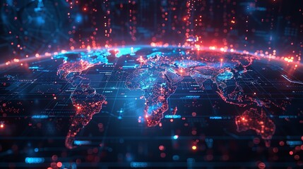 Obraz premium glowing digital map