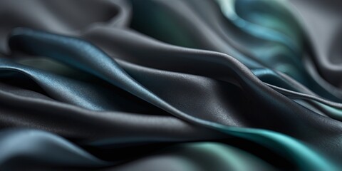 Obraz premium Charcoal grey silk with a subtle abstract splash of metallic blues and greens suggesting an oil spill on water.