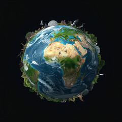 Fototapeta premium Planet earth and various animals. Biodiversity . Environmental protection.