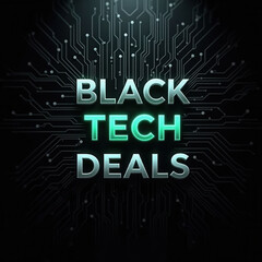 Fototapeta premium Exciting Black Friday tech deals advertisement with circuit pattern background
