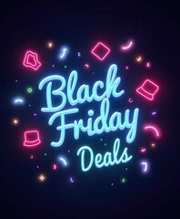 Obraz premium Vibrant Black Friday deals advertisement with colorful neon effects