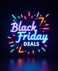 Obraz premium Colorful Black Friday deals neon sign showcasing discounts in a retail setting