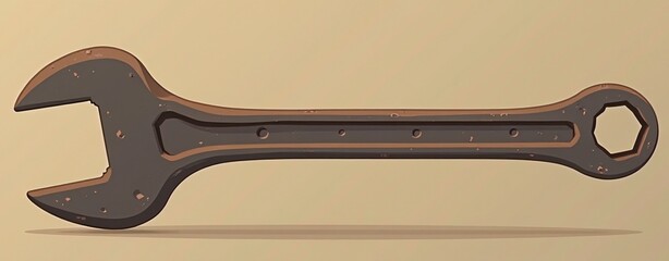 Flat design of an old wrench symbolizing Labor Day history, ideal for promotional content or educational materials, with copy space.