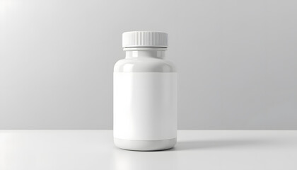 Empty White Pill Container Mockup on Plain White Surface