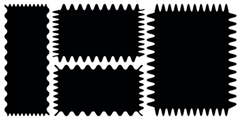 Rectangle shape frame with zigzag edge. black Rectangular jagged curved box element. Vector graphic illustration.