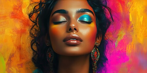 vivid colours, beautiful indian woman