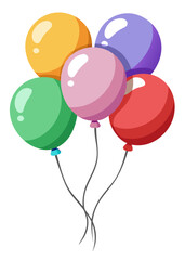 A collection of vibrant and colorful balloons set against a white background