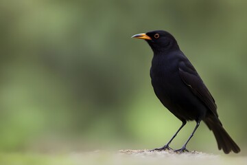 Obraz premium Cuban blackbird bird blurry nature background, AI Generated