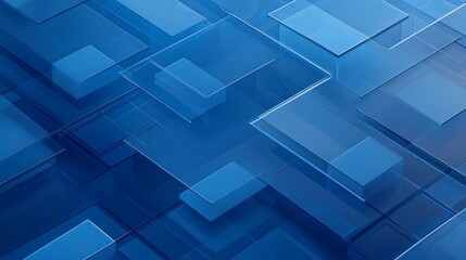 Fototapeta premium Abstract blue geometric shapes layered over a subtle background