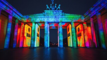 One of the video mapping projections at the Brandenburg Gate (Brandenburger Tor) in Berlin, Germany.