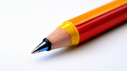 A colored pen on a white background, showcasing its vibrant ink color against the clean, neutral backdrop. 