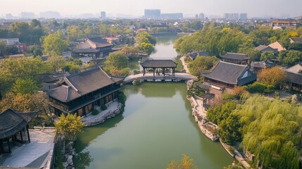 Naklejka premium Guangfulin Heritage Park in the Songjiang District of Shanghai, China.