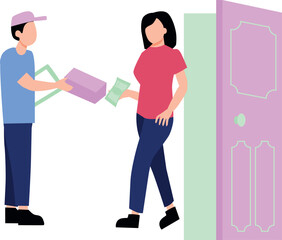 The boy is giving home delivery.