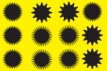 Star burst sticker vector set. Stars collection. Star icons. Starburst flower sale badge. Star blank label, stickers emblem. Shine symbol illustration. Sun ray frames, quality signs